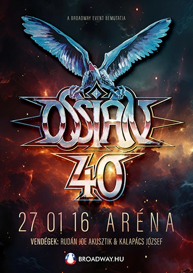 Az Ossian 40 koncert hivatalos álló plakátja a 2027. január 16-i Aréna esemény dátumával.