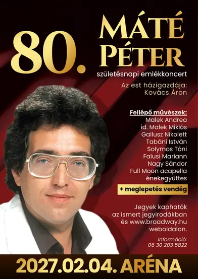 matepeter80 szuletesnapiemlekkoncert budapest arena 2027 broadway jegyiroda